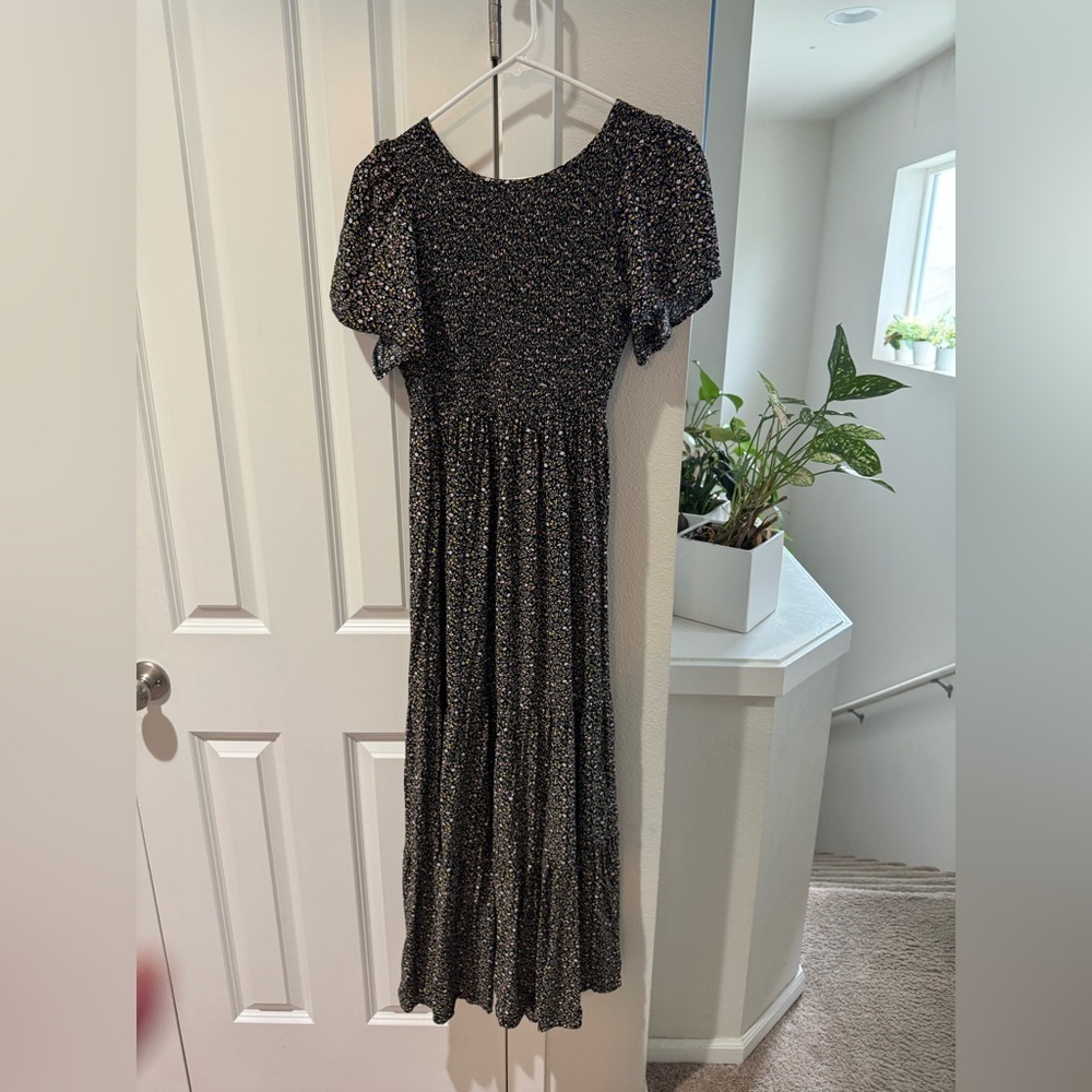 Elegant Black Floral Women's Dress